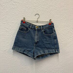 American Apparel High Waisted Cuffed Denim Shorts